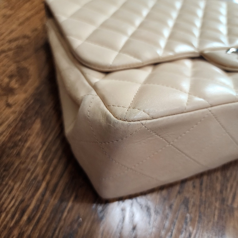 RARE Chanel Cream Lambskin Single Flap - Picture 4 of 13